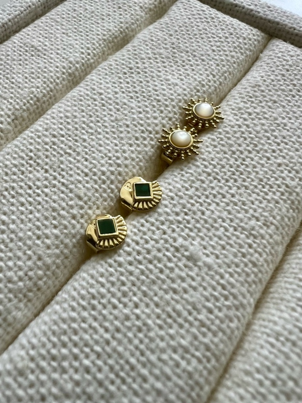 Ana Luisa Stud Earrings Set – 2 Pairs – Millow Malachite + Harper Sun - Picture 5 of 6